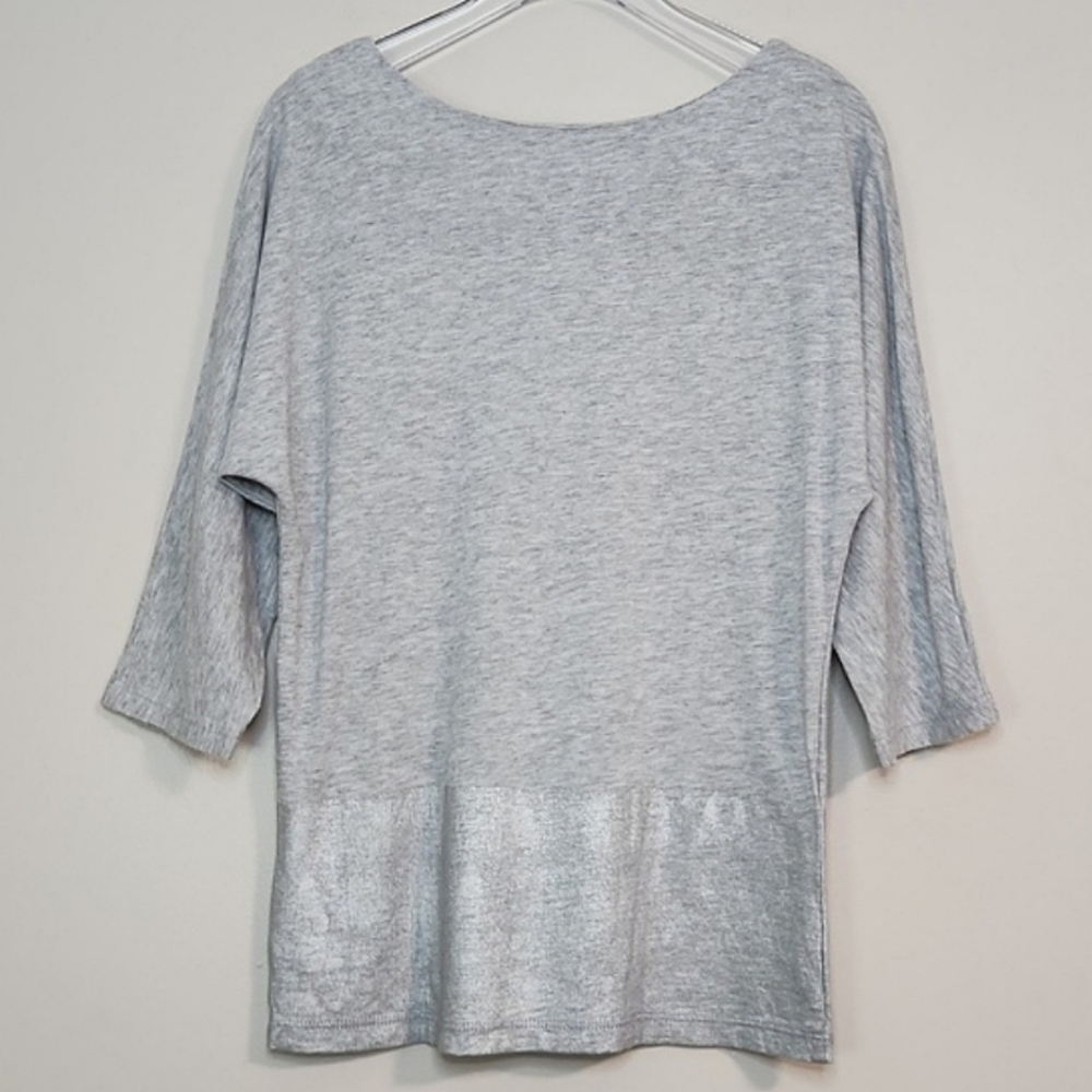 7 For All Mankind Girls Grey/Silver 3/4 Sleeve T-Shirt, Size S ~ EUC - Picture 2 of 9